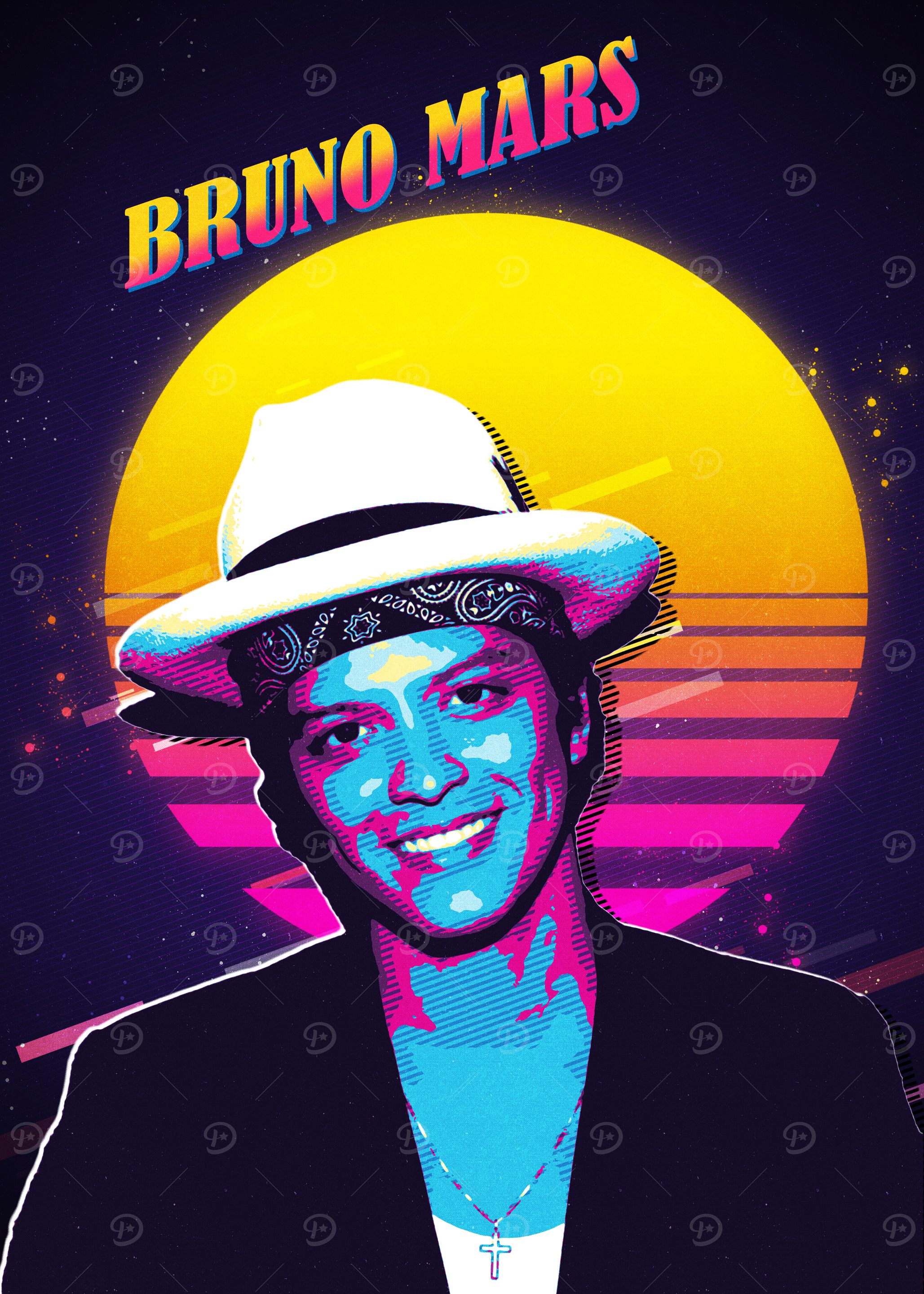 Bruno Mars Retro Art