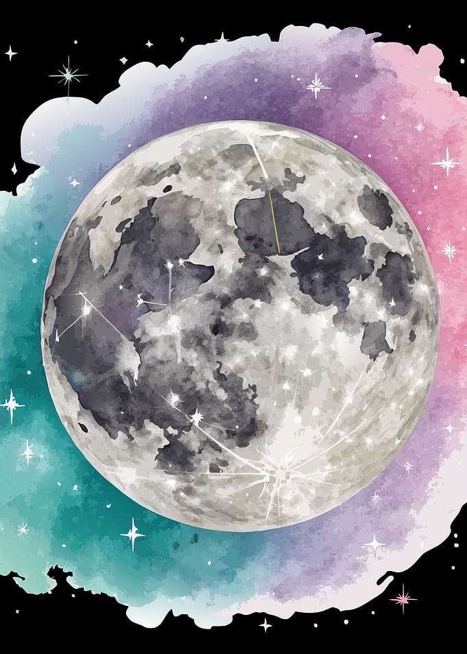 Celestial Moon Magic - Dreamy Watercolor