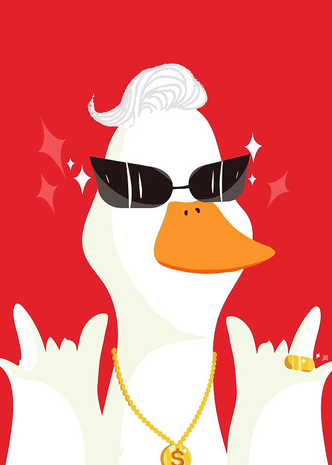 Cool Duck with Gold Chain