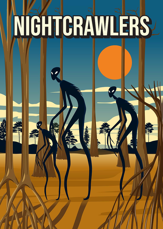 Nightcrawler Cryptid Retro Folklore Poster
