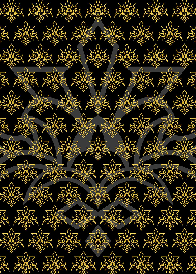 Batik Riau Gold Art Deco Pattern
