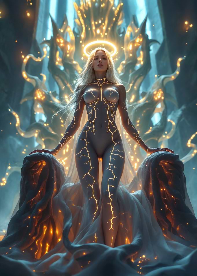 Angelic Figure with Golden Veins