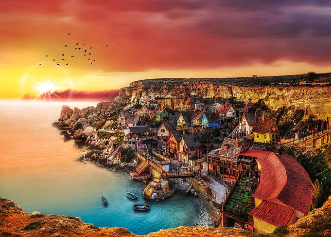 Popeye's village new aerial view at sunset in Mellieha - Landscape photo