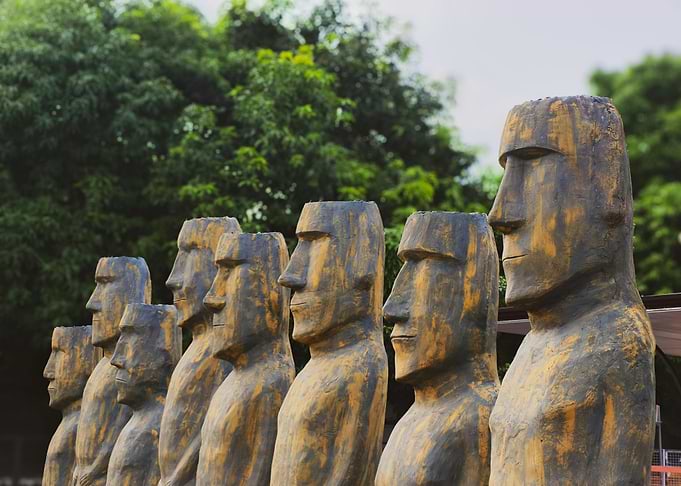 Moai Statues in a Row