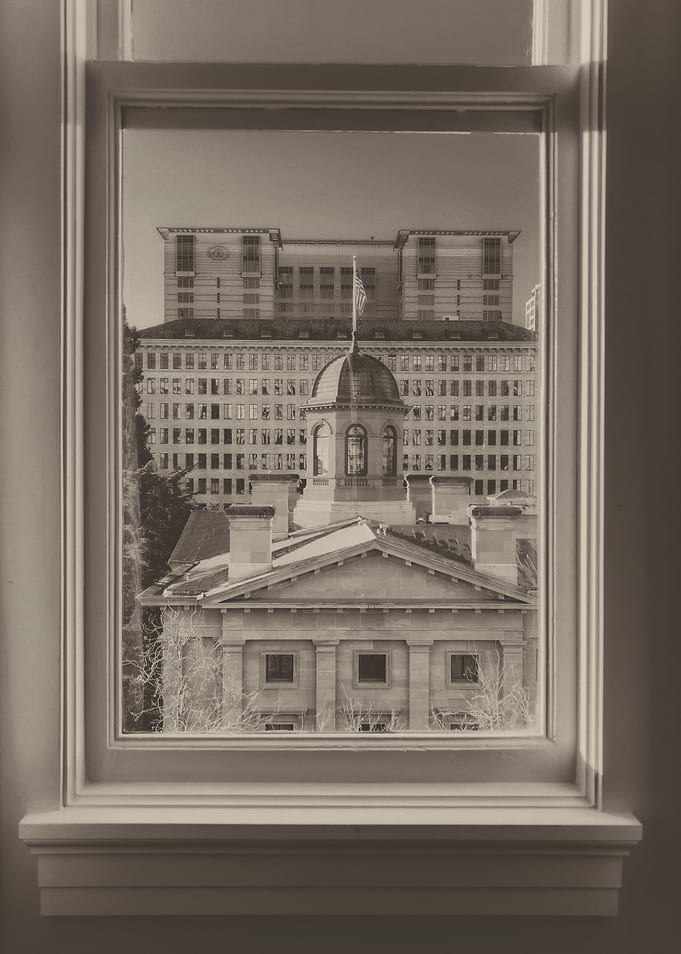 Cityscape Through Window