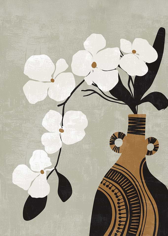 Boho Floral Vase Art