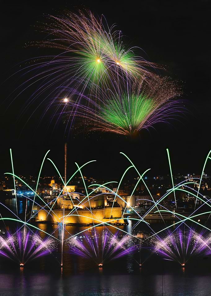 Valletta Fireworks in Grand Harbour - Night photo