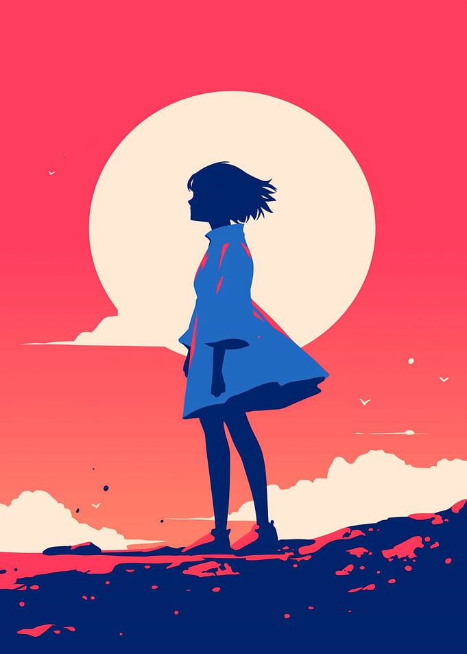 Silhouette Girl Sunset