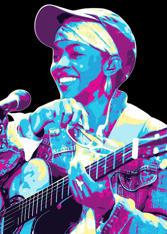 Lauryn Hill Playing Guitar Retro Style