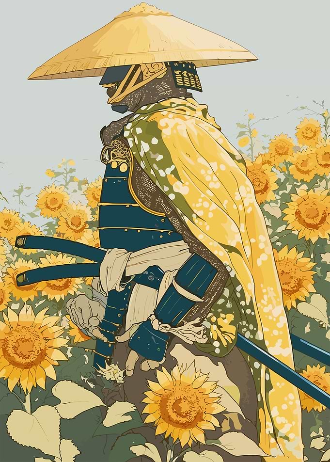 Samurai in Sunflower Field