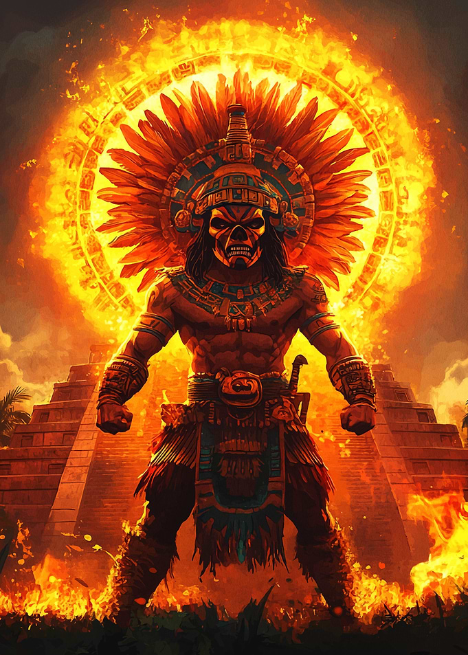 Aztec Warrior in Flames