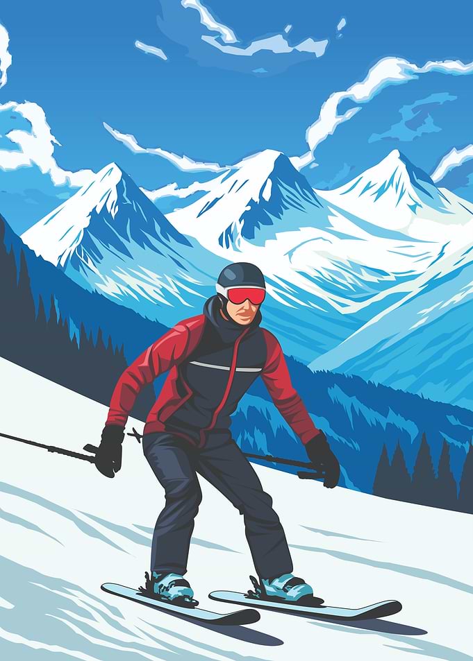 Skier in Mountain Landscape