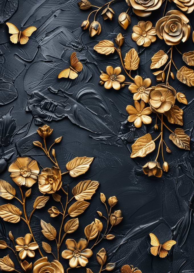 Abstract Gold Floral