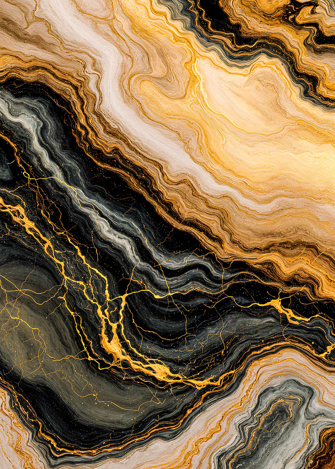 Abstract Gold and Black Marble Texture