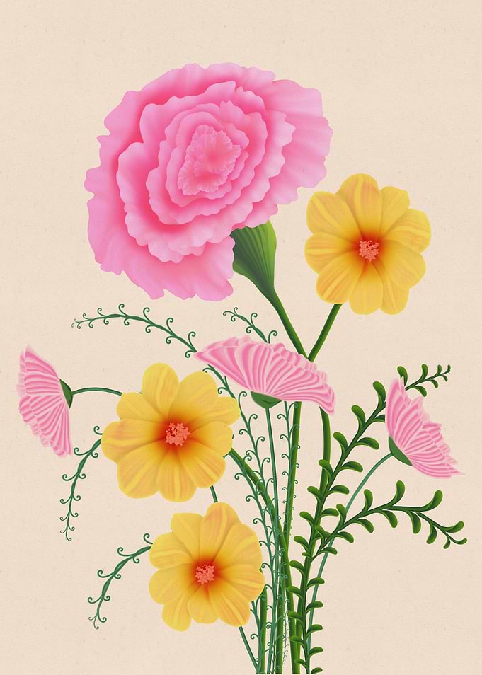 Pink and Yellow Florals