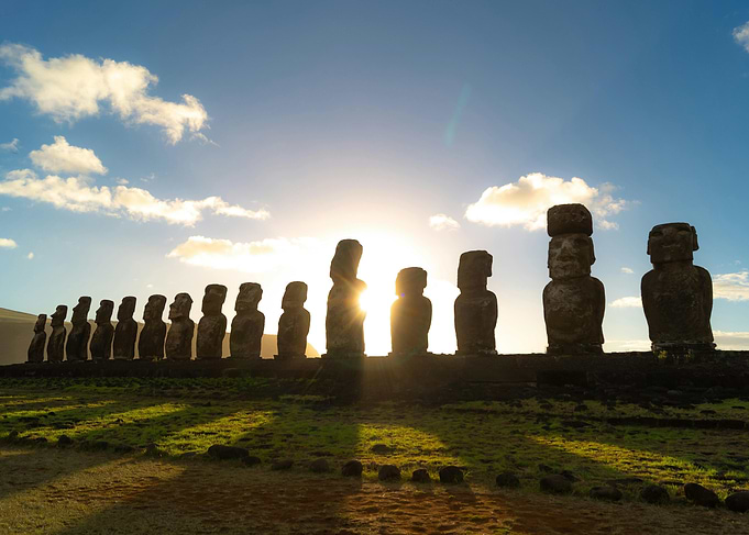 Easter Island Moai at Sunset
