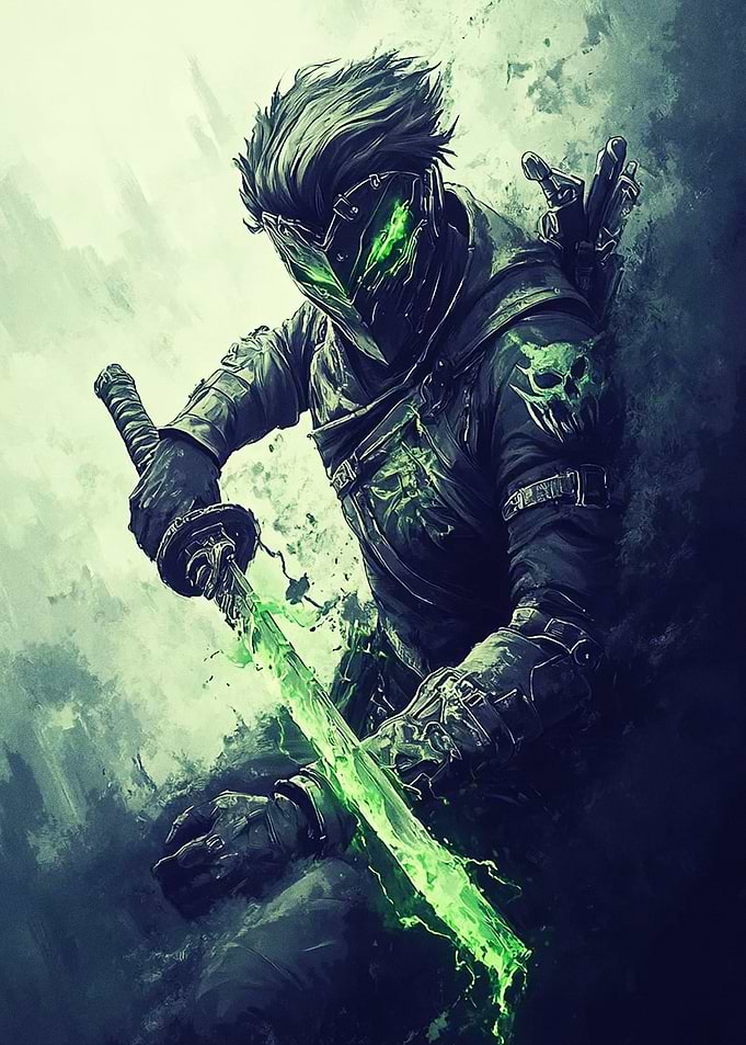 Dark Green Samurai Warrior
