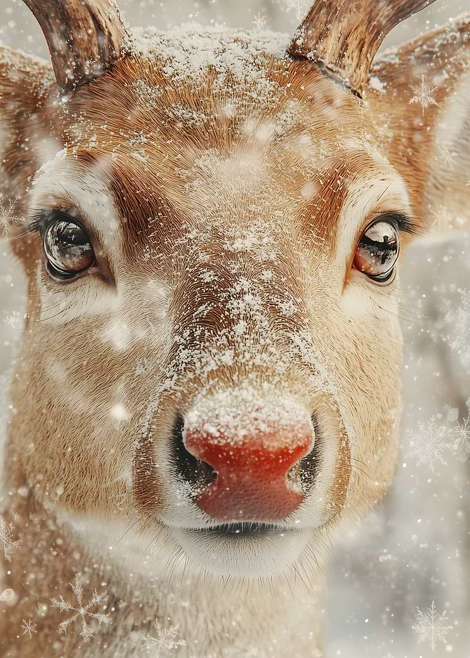 Close-up of a Deer in Snow Christmas