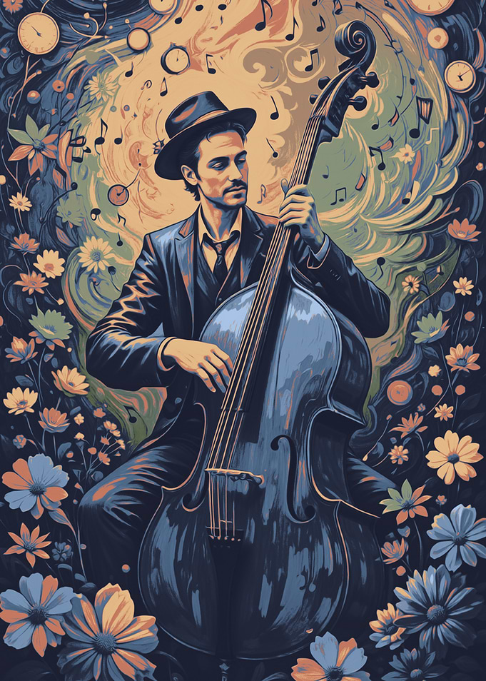 Cello Player in Bloom