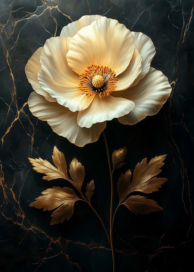 Golden Flower on Marble