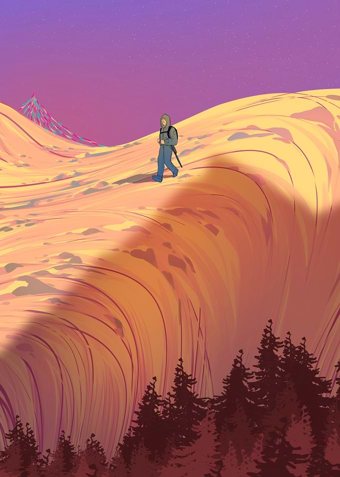 Lone Figure on a Mountain