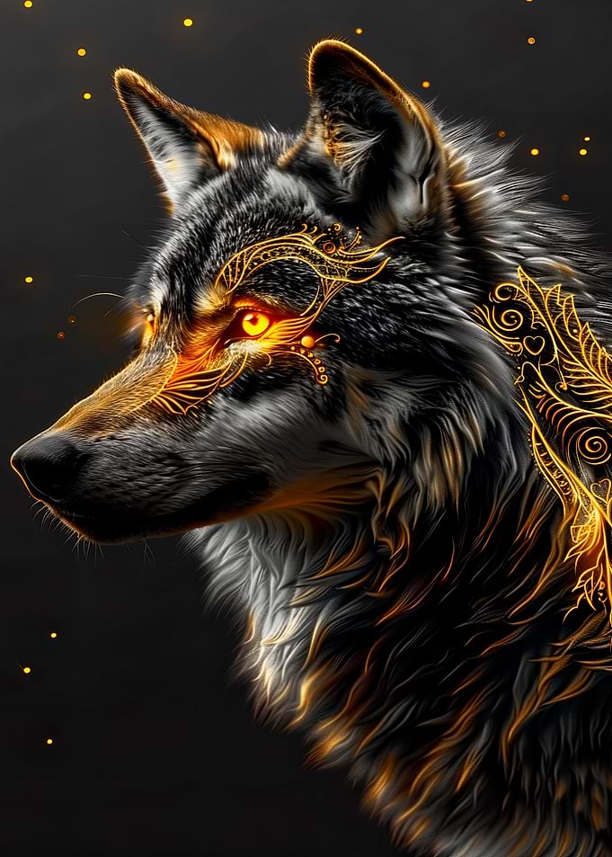 Golden Wolf Art
