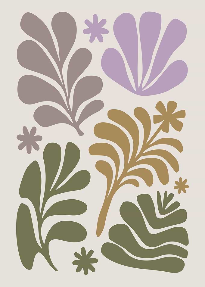 Modern Organic Botanical Illustration in Soft Tones