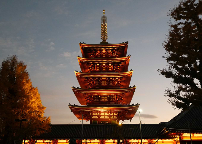 Japanese Pagoda at Dusk