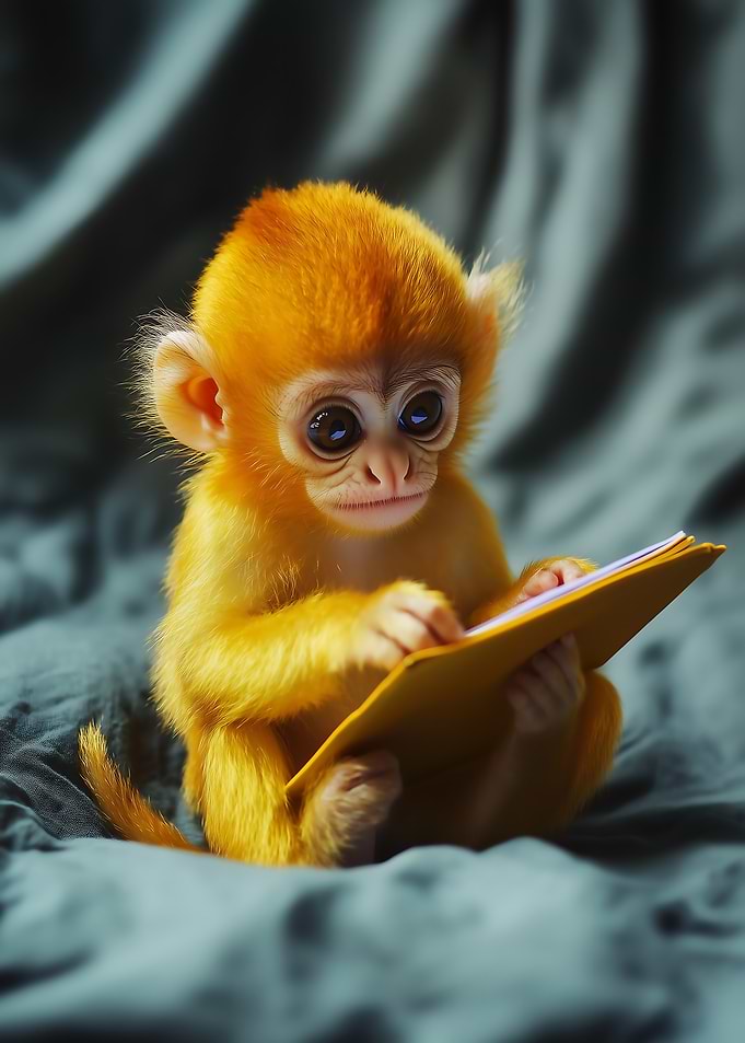 Golden Baby Monkey Reading
