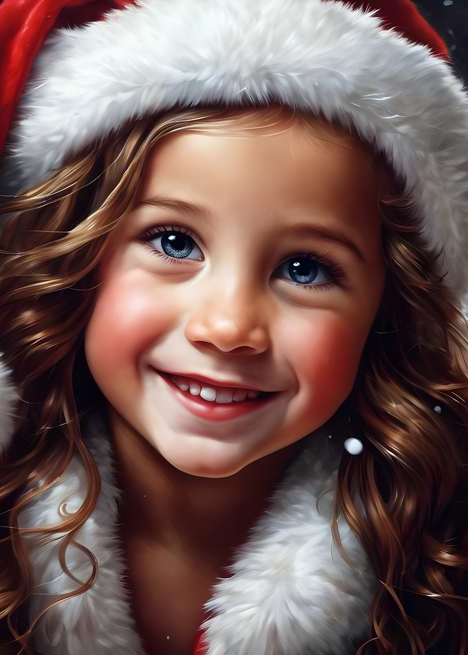 Festive Holiday: Beautiful Smiling Girl Santa Claus in a Cozy Scandinavian Christmas