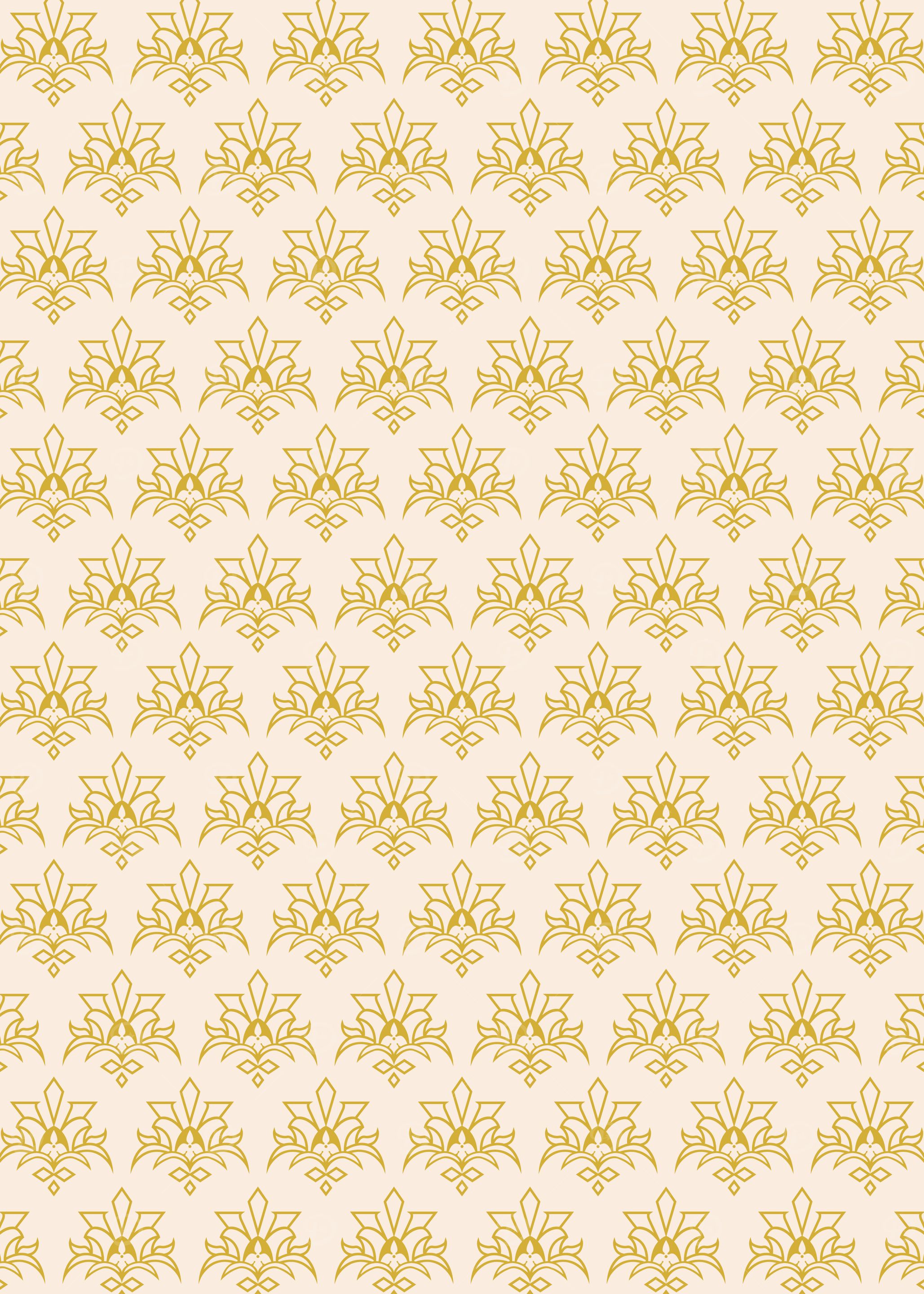 Batik Riau Gold Floral Pattern Creamy