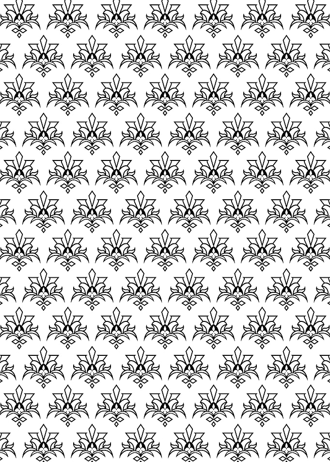 Batik Riau Black and White Floral Pattern