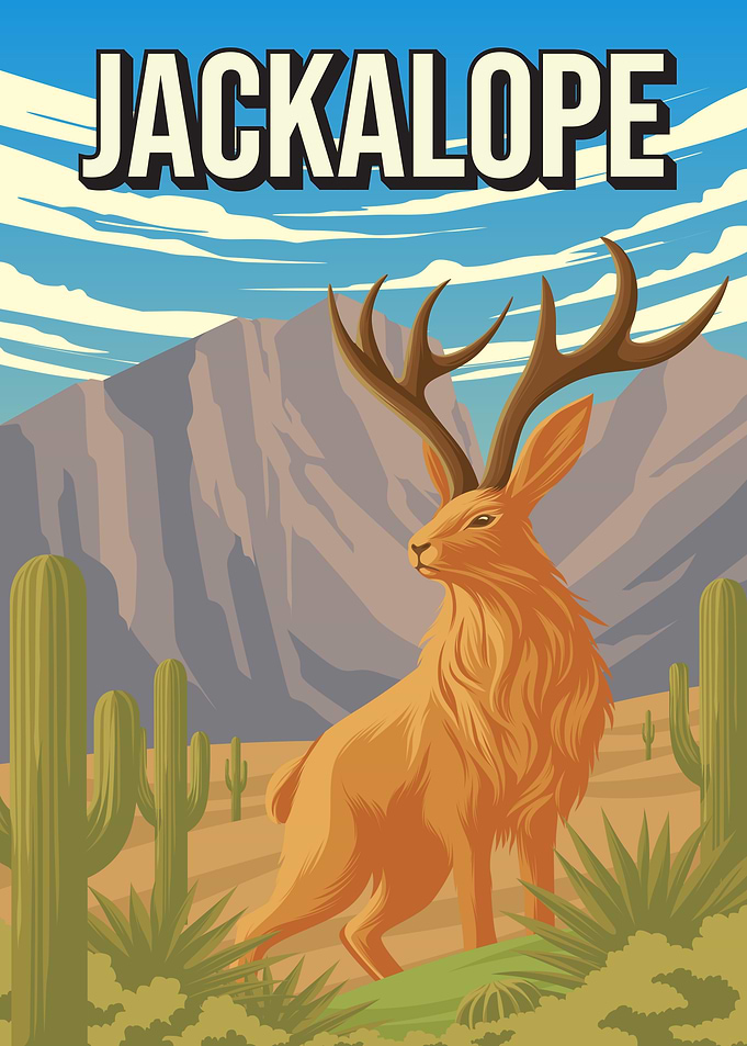 Jackalope Cryptid Travel Poster