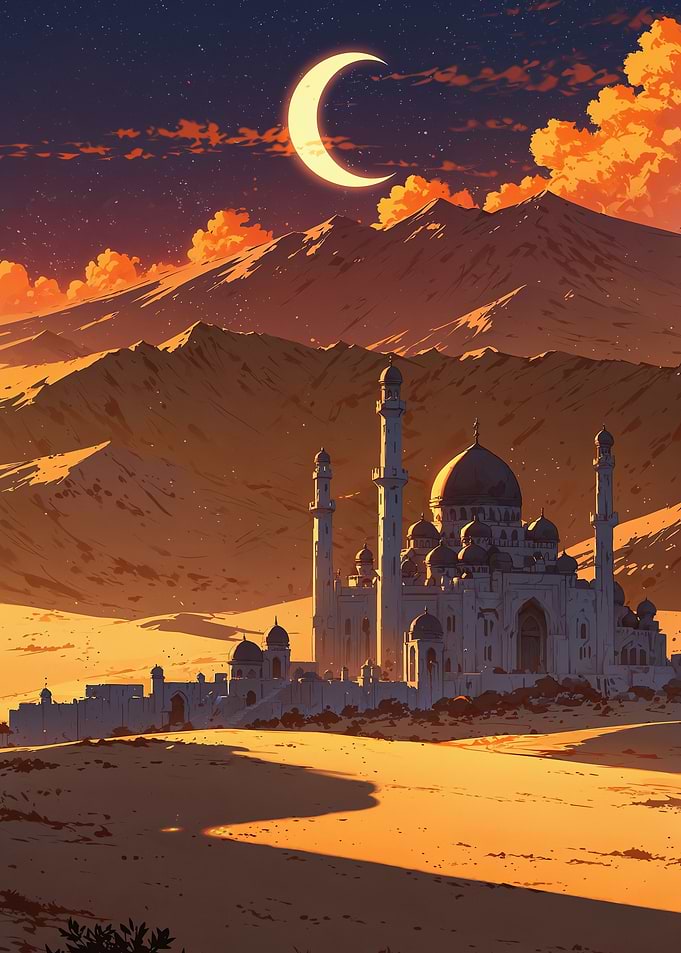 Desert Mosque at Sunset