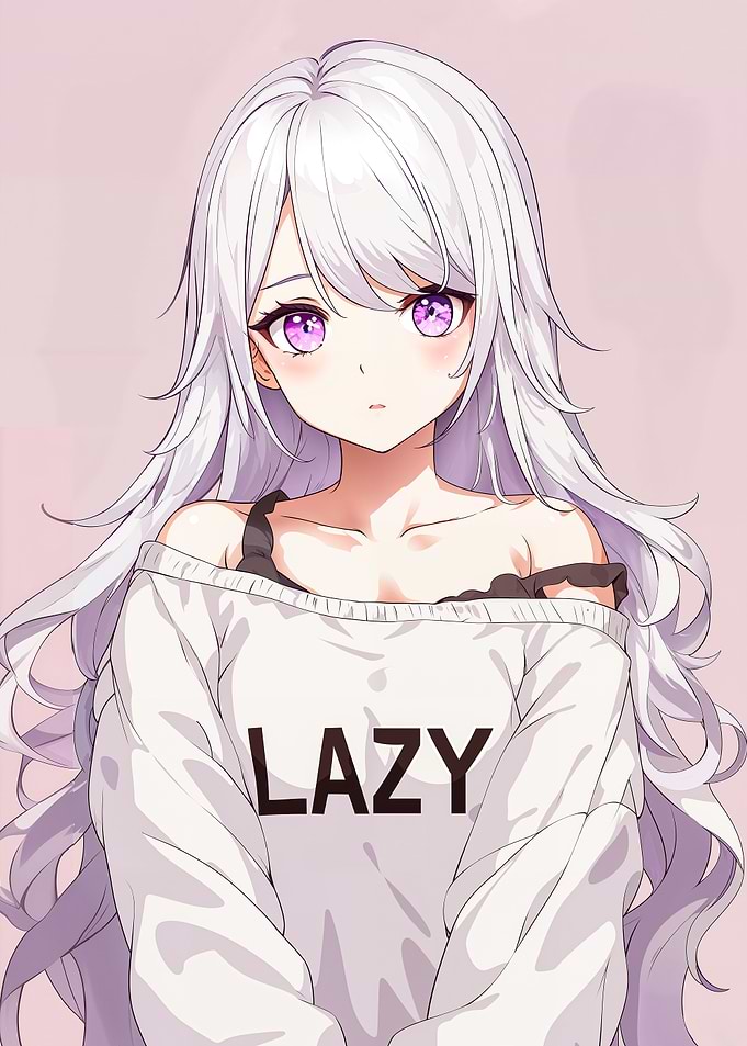 Anime Girl with White Hair