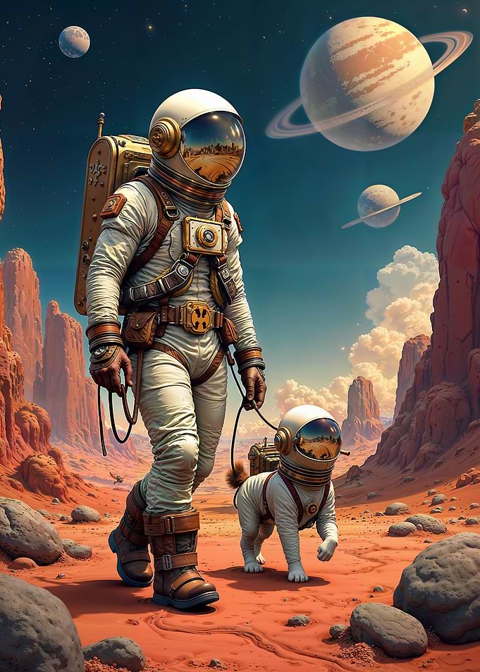 Space Explorer and Dog Companion