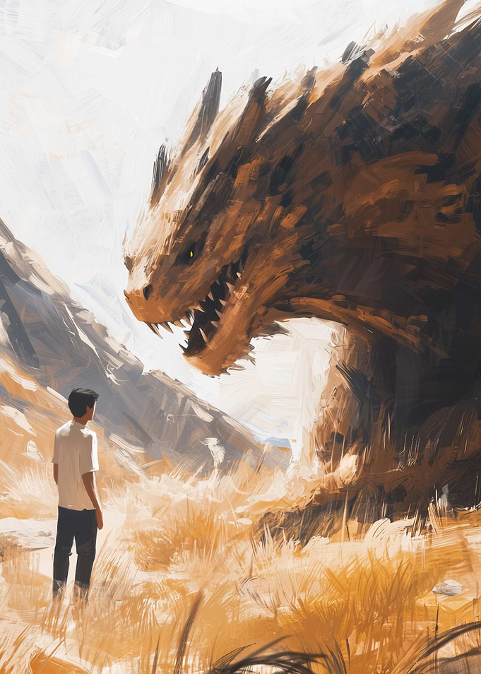 Man Facing Dragon