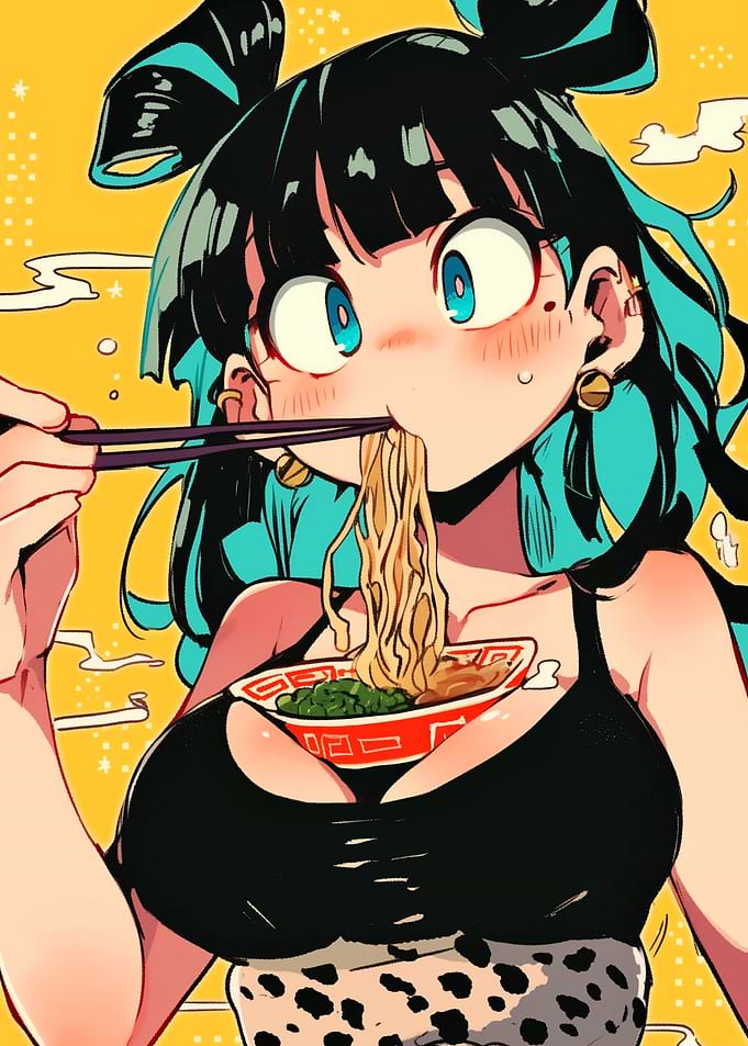 Anime Girl Eating Ramen