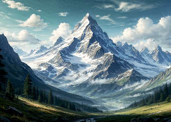 Majestic Mountain Range Colorful sky