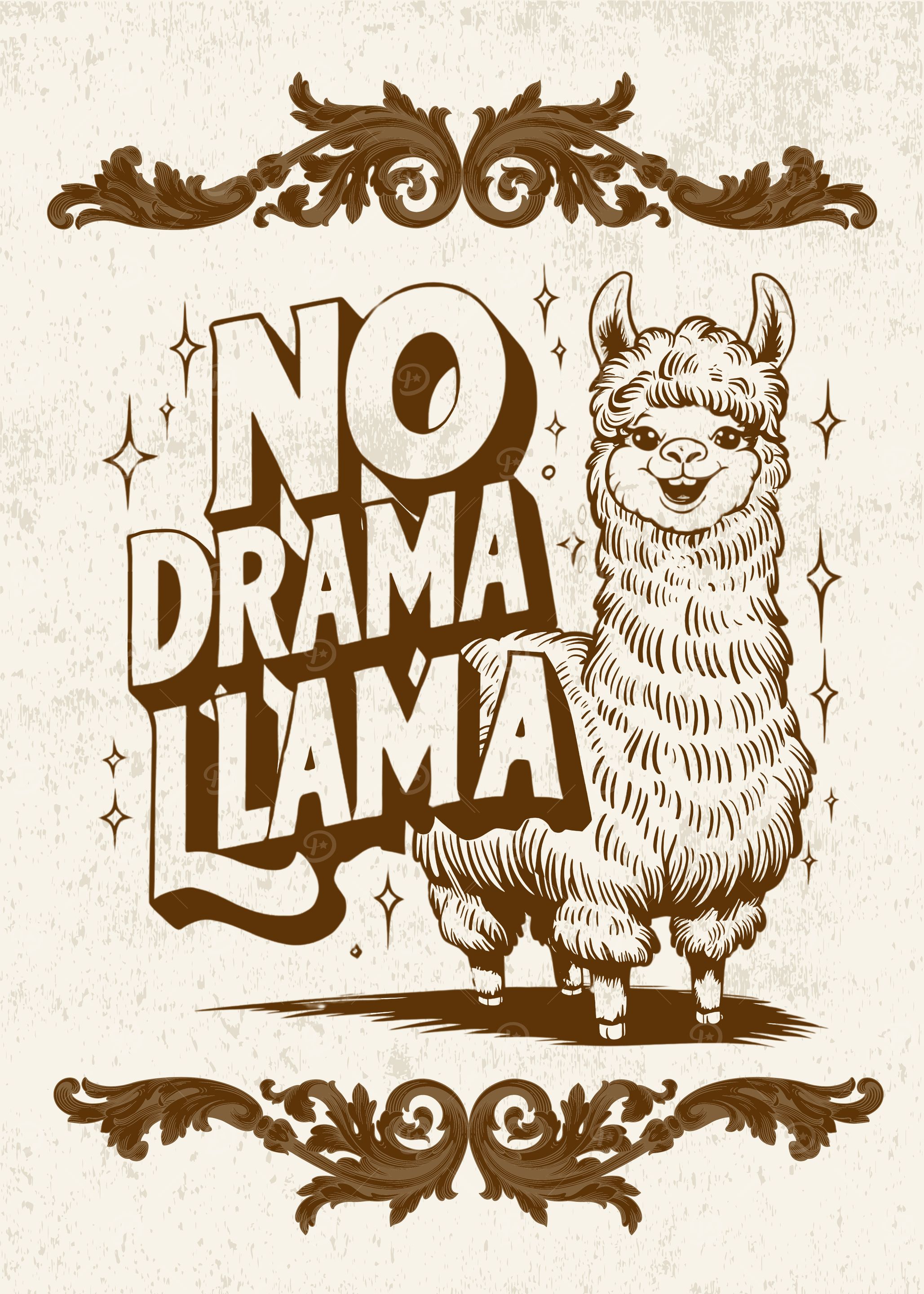 Vintage LLama Illustration Animal Pun