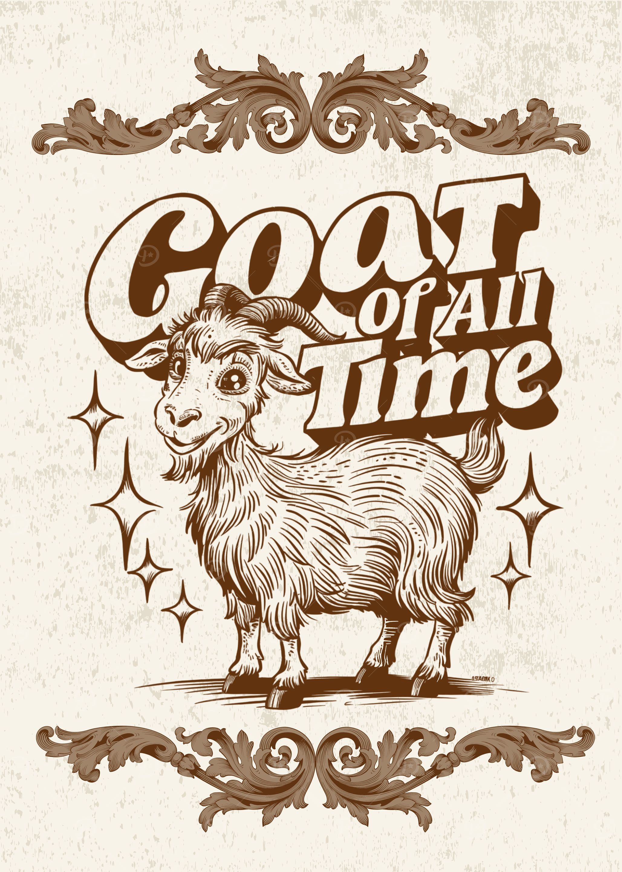 Vintage Goat Illustration Animal Pun Poster