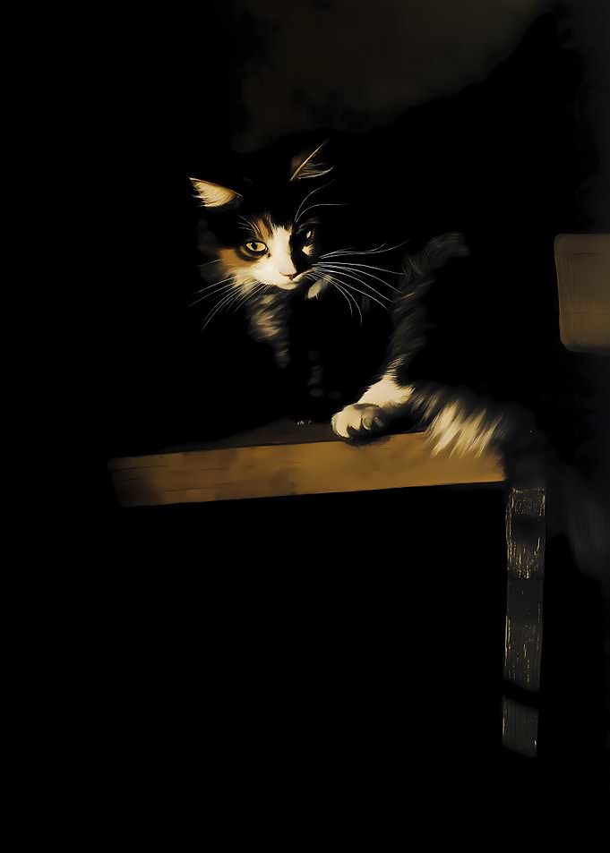Calico Cat in Shadows