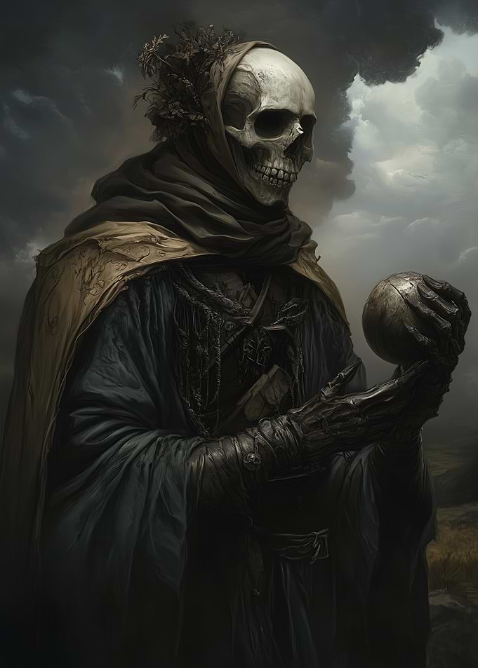 Skeletal Figure with Orb