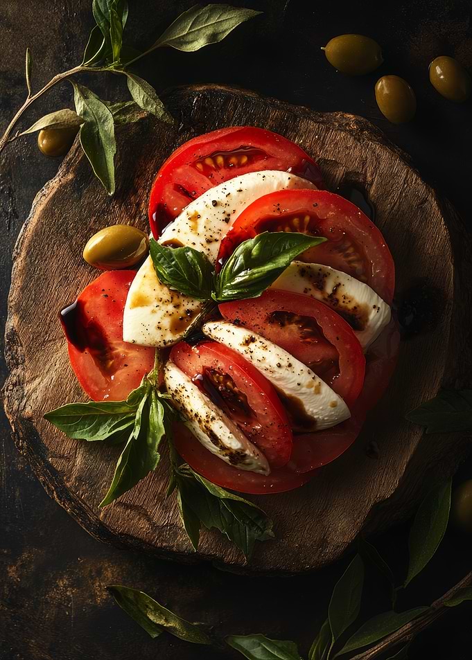 Caprese Salad on Wooden Board