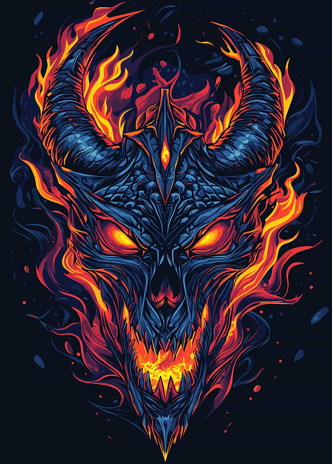 Fiery Demon Skull