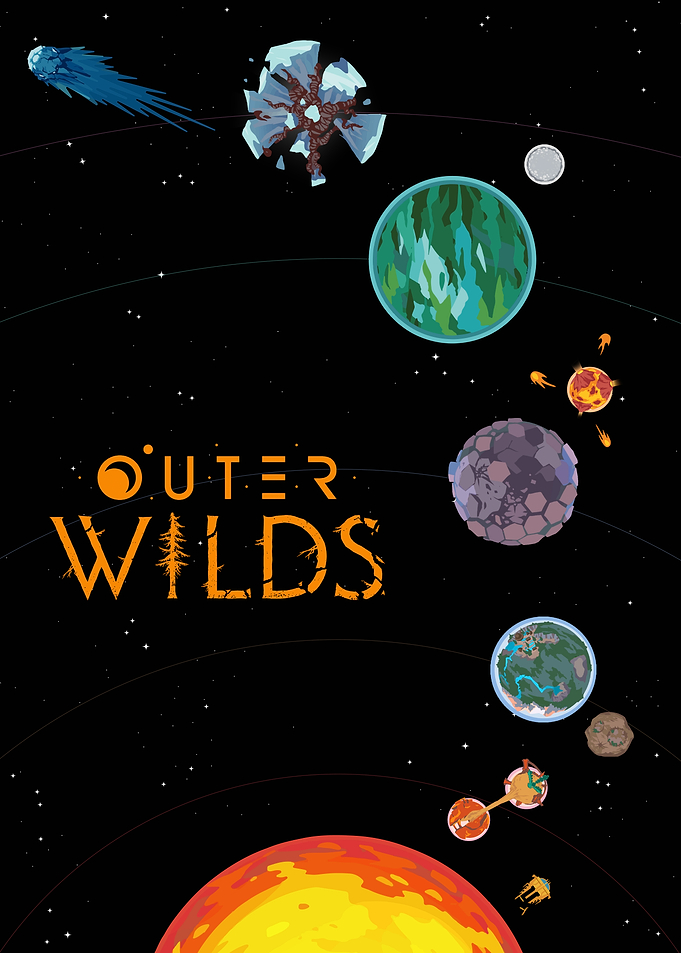 Outer Wilds Planets Poster with title