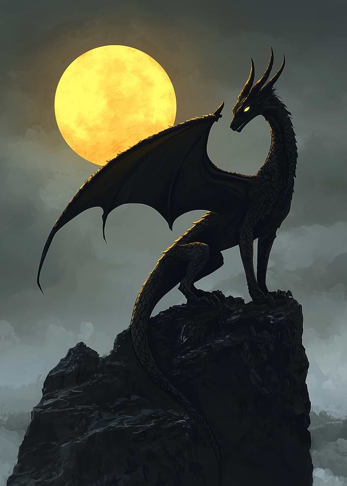 Dragon Under Full Moon