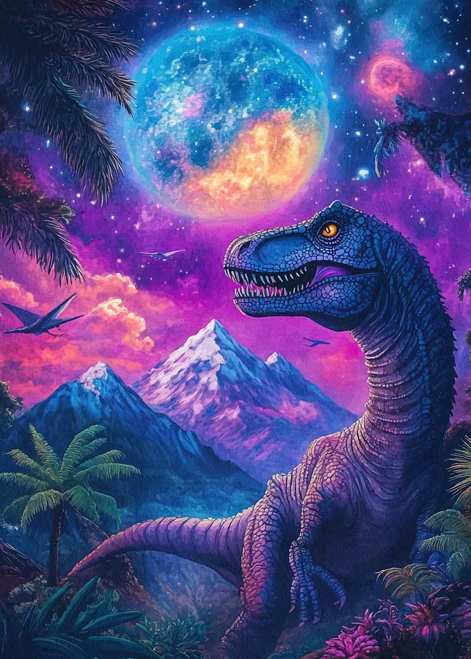 T-Rex Under Cosmic Sky