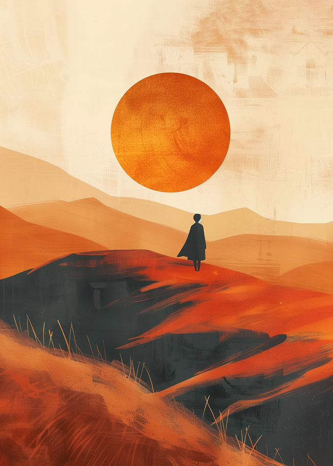 Silhouette in Desert Landscape