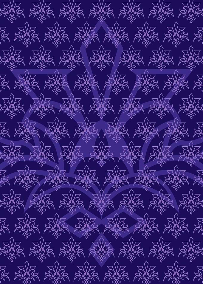 Batik Riau Purple Floral Pattern Shadow